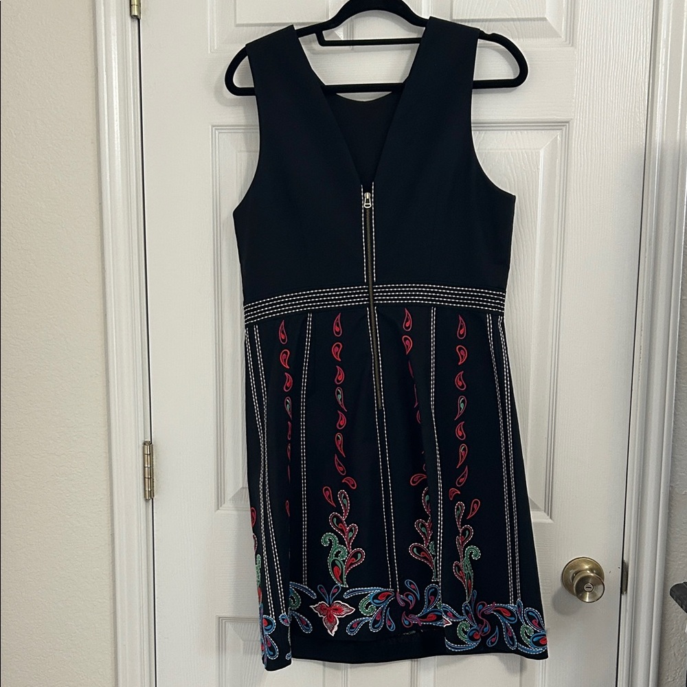 Anthropology Maeve Black Dress with Red and Green Embroidery - Picture 6 of 6